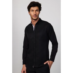 Slim Fit Düğmeli Yaka Pamuklu Kolay Ütü Düz Erkek Gömlek