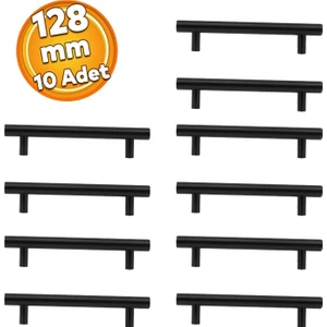 Gül Boylu Mobilya Çekmece Mutfak Dolap Kapak Kulpu Kulbu 128 mm Mat Siyah Metal Kulplar 10 Adet