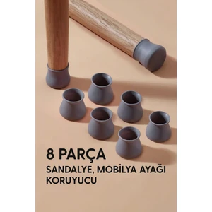 8 Adet Gri Slikon Kaydırmaz Mobilya Sandalye Ayağı Sandalye Çarabı