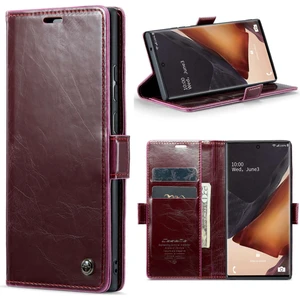 Seashell Digital Samsung Galaxy NOTE20 Için ULTRA/NOTE20 Ultra 5g Mumsu Doku Pu Deri Stand Kılıfı Manyetik Toka Cüzdan Telefon Kapak-Kırmızı (Yurt Dışından)