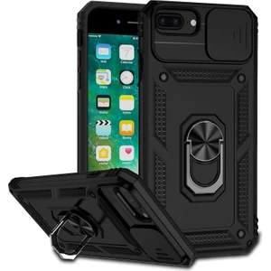 M.TK Moveteck Apple Iphone 6s Plus 7 Plus 8 Plus Kılıf Kamera Korumalı Sürgülü Yüzüklü Standlı