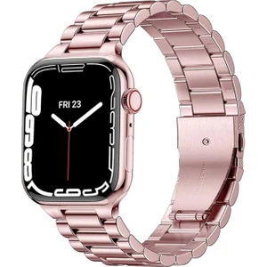 Apple Watch Series 1/2/3/4/5/6/7/8/se 42/44/45/49 mm Kordon Paslanmaz Çelik Baklalı Ayarlanabilir Akıllı Saat Kordonu