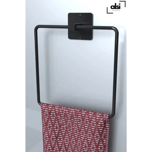 Alsi Home Kare Yapışkanlı Siyah Kare Havluluk Banyo Mutfak Havluluk Askılık