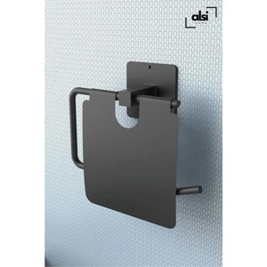 Alsi Home Yapışkanlı Kapaklı Siyah Tuvalet Kağıdı Tutacağı/tuvalet Wc Kağıtlık