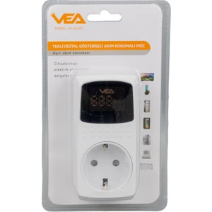 VE-22393 16A 3520W Tekli Dijital Göstergeli Akım Korumalı Priz