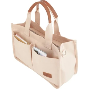 Kanvas Kumaş Önü Cepli Tote Bag El ve Omuz Çantası