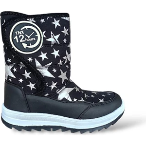 Dayanıklı, Su Geçirmez, Ortopedik, Cırtlı,  Çocuk Kar Botu Ayakkabı SİYAH - BEYAZ