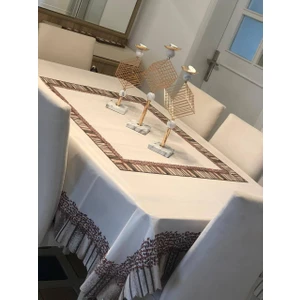 Sosyete Dükkanı Dertsiz Leke Tutmaz Özel Kesim Kendinden Desenli Masa Örtüsü