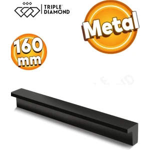 Triple Diamond 160 mm Mat Siyah Çekmece Kulpları Dolap Mutfak Mobilya Kulpu 1 Adet ( 16 cm ) = 160MM
