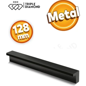 Triple Diamond 128 mm Mat Siyah Çekmece Kulpları Dolap Mutfak Mobilya Kulp 1 Adet ( 12.8 cm ) = 128MM