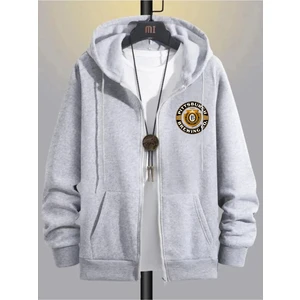 Relax Family Xf Erkek Gri Kışlık Kapişonlu Fermuarlı Sweatshirt Ceket