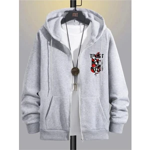 Relax Family Xf Erkek Gri Kışlık Kapişonlu Fermuarlı Sweatshirt Ceket
