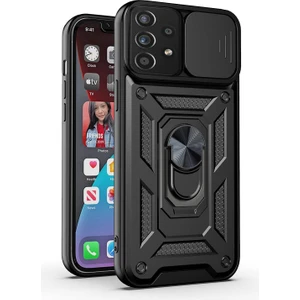 M.TK Moveteck Samsung Galaxy A52S / A52 Kılıf Kamera Korumalı Sürgülü Yüzüklü Standlı