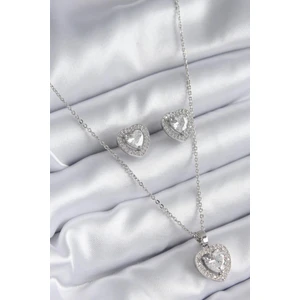 Vanilla Jewelry Pandora Model Sevgili Kalpli Kolye Küpe Seti (Sevgililer Günü Hediyesi)