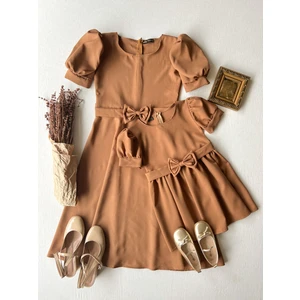 Küçüğüm Butik Karpuz Kollu  Krep Midi Boy Kloş Anne-Kız Çocuk Kombin