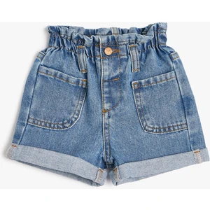 Kot Şort Beli Lastikli Cepli Pamuklu