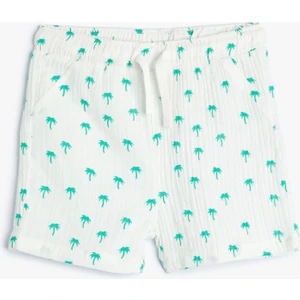 Şort Baskılı Cepli Dokulu Pamuklu