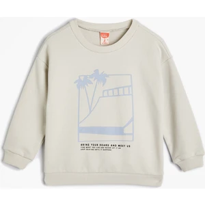 Sweatshirt Yaz Temalı Baskılı Uzun Kollu Bisiklet Yaka Pamuklu