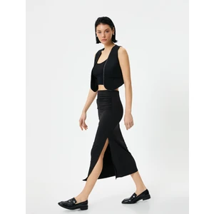 Midi Etek Drapeli Yandan Yırtmaçlı