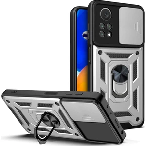 M.TK Moveteck Xiaomi Redmi Note 11 Pro Kılıf Kamera Korumalı Sürgülü Yüzüklü Standlı