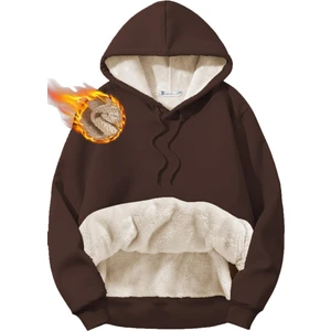 Ghassy Co. Erkek Ultra Termal Kapüşonlu Sherpa Astarlı Kanguru Cepli Sweatshirt