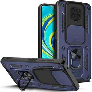 M.TK Moveteck Xiaomi Redmi Note 9s / Note 9 Pro Kılıf Kamera Korumalı Sürgülü Yüzüklü Standlı
