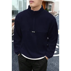 Ghassy Co. Erkek Oversize Regular Dik Yaka Yarım Fermuarlı Polar Sweatshirt
