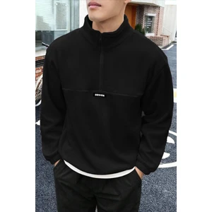 Ghassy Co. Erkek Oversize Regular Dik Yaka Yarım Fermuarlı Polar Sweatshirt