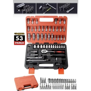 Alman 1/4 Cırcırlı 53 Parça Lokma Anahtar Takımı Bits Uç Seti Tam Mekanik Krom Çelik Premium Kalite