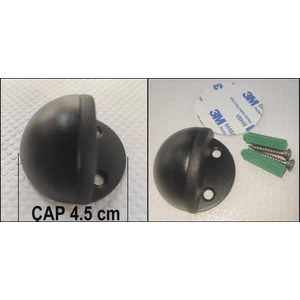 Almital Mobilya Aksesuarlari 1 Adet Siyah Yarım Ay Tipi Yer Tamponu, Kapı Stoperi (3m Sticker Hediyeli), Vidalı Veya Vidasız Montaj