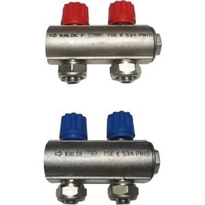1" Kendinden Vanalı Kollektör 2 Ağızlı Set (Kırmızı-Mavi))