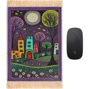 Bursa İpek Mor Masal Dekoratif Küçük Halı Mousepad