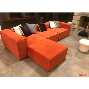 Mobilya Depom Mode Soft Köşe Koltuk Takımı 4 Modül Kiremit Fitilli Kadife Kumaş(Dairenize Teslim)