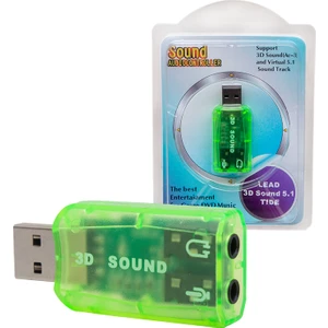 Powermaster 5.1 Kanal USB 2.0 Ses Kartı Mikrofon Hoparlör Destekli USB Ses Çıkışına Dönüştürücü Çevirici