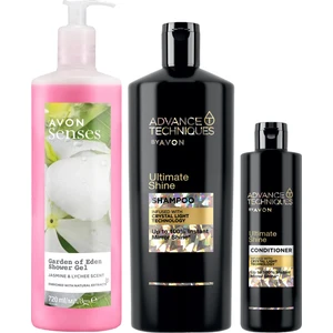 Advance Techniques Parlaklık Veren Şampuan Saç Kremi ve Nemlendirici Duş Jeli Paketi