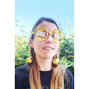 Disko Toplu Gold Bride Parti Gözlüğü . Gelin Fotoğraf Çekimi Aksesuarı Bride Yazılı Gözlük