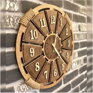 Ümra Lazer Akçaağaç Dekoratif Ahşap Duvar Saati 40X40 cm