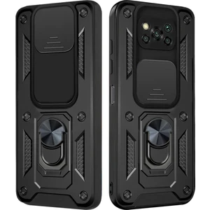 M.TK Moveteck Xiaomi Poco X3 X3 Pro Kılıf Kamera Korumalı Sürgülü Yüzüklü Standlı X3 Pro Nfc