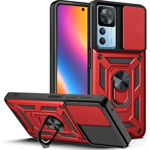 M.TK Moveteck Xiaomi Mi 12T / Mi 12T Pro Kılıf Kamera Korumalı Sürgülü Yüzüklü Standlı