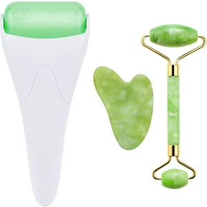 Yeşim Roller ve Gua Sha Seti ve Ice Roller Buz Rulosu Yüz Soğutma Masaj Rulosu