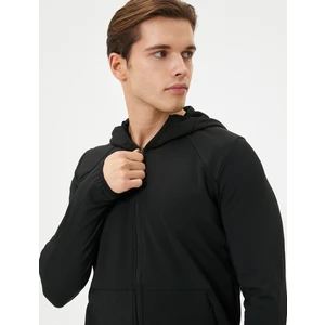 Spor Sweat Kapşonlu Fermuarlı Cep Detaylı