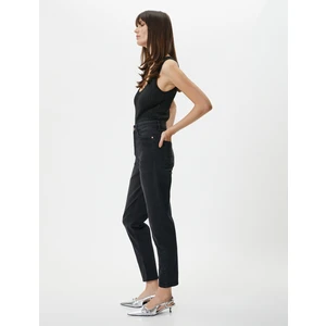 Yüksek Bel Mom Kot Pantolon Cepli Dar Kalıp Pamuklu - Slim Mom Jean