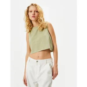 Kolsuz Basic Crop Tişört Bisiklet Yaka Pamuklu