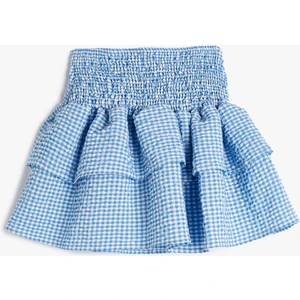 Mini Etek Katlı Gipe Detaylı Kareli