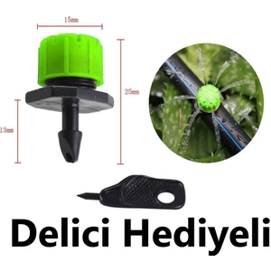 Mgf Plast 500 Adet Yeşil  Debi Ayarlı Hat Üstü Damla Sulama Damlatıcısı (0LT-100LT)