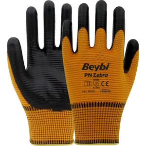 Pn Zebra Polyester Örme Nitril Eldiven 12 Çift