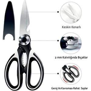 Çok Amaçlı Üst Kalite Ultra Keskin Mutfak Makası Balık, Tavuk, Et, Sebze Makas