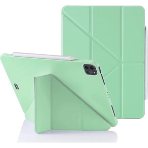Apple iPad Pro 12.9 5.nesil 2021 M1 Çipli Kılıf Yatay ve Dikey Standlı Uyku Modlu Arka Soft Yumuşak Silikon Trifold Tablet Kılıfı (Model A2378,A2461,A2379)