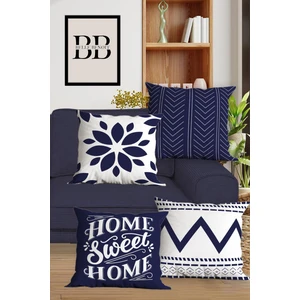 Belle Benoit Çift Tarafı Dijital Baskılı Hediyelik Dekoratif 4' Lü Koltuk Yastık Kılıfı Kırlent Kılıfı Seti