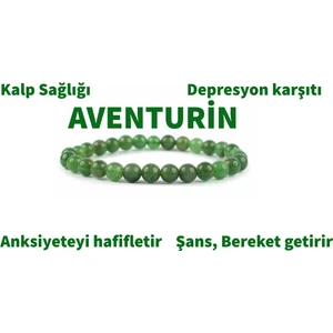 Doğal Taş Cenneti Aventurin Doğaltaş Bileklik Şans,bereket 8mm